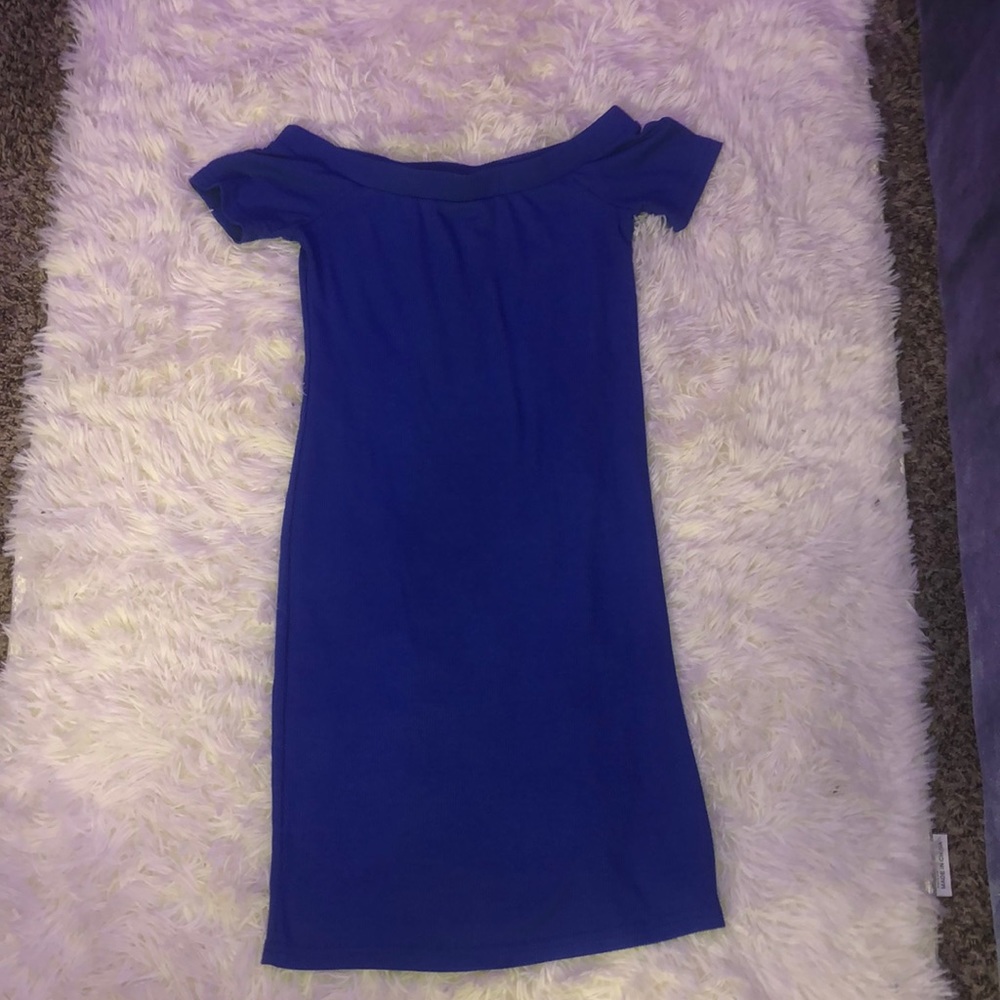 Blue off the shoulder dress